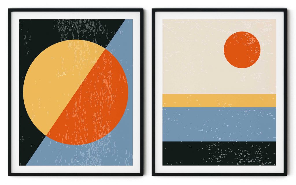 Set of 2 minimalist geometric abstract