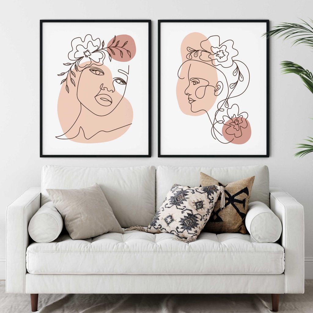 Minimalist Female Faces and Flowers – Home Decor