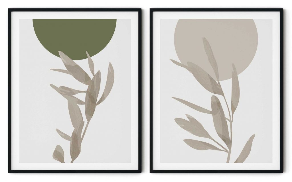 Set of 2 minimalist abstract botanical