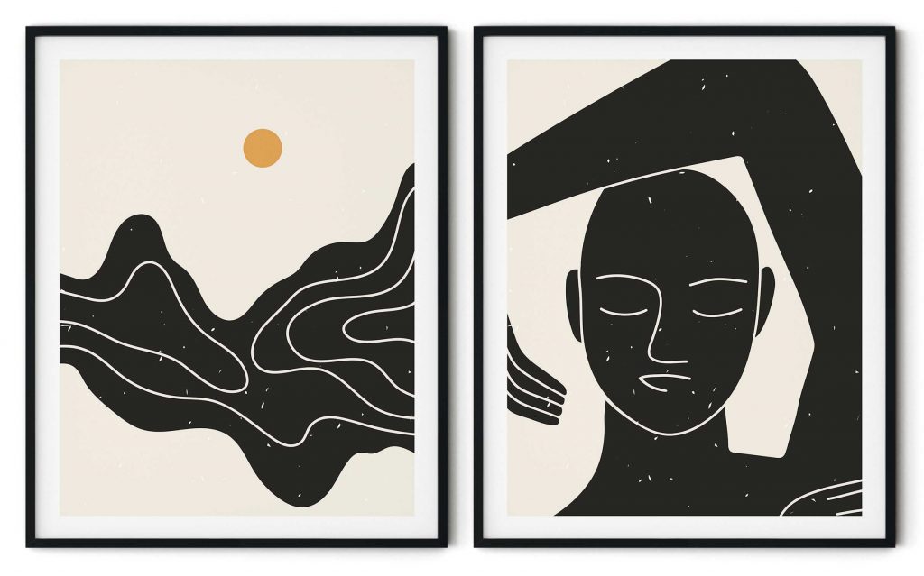 Set of 2 minimalist aesthetic black women figure