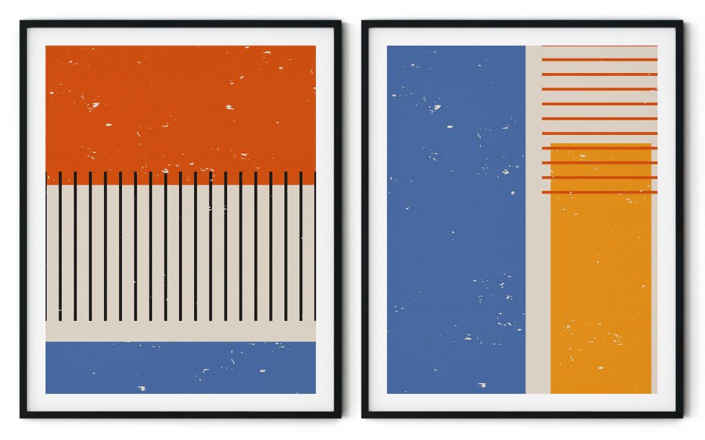 Set of 2 colorful trendy grunge abstract