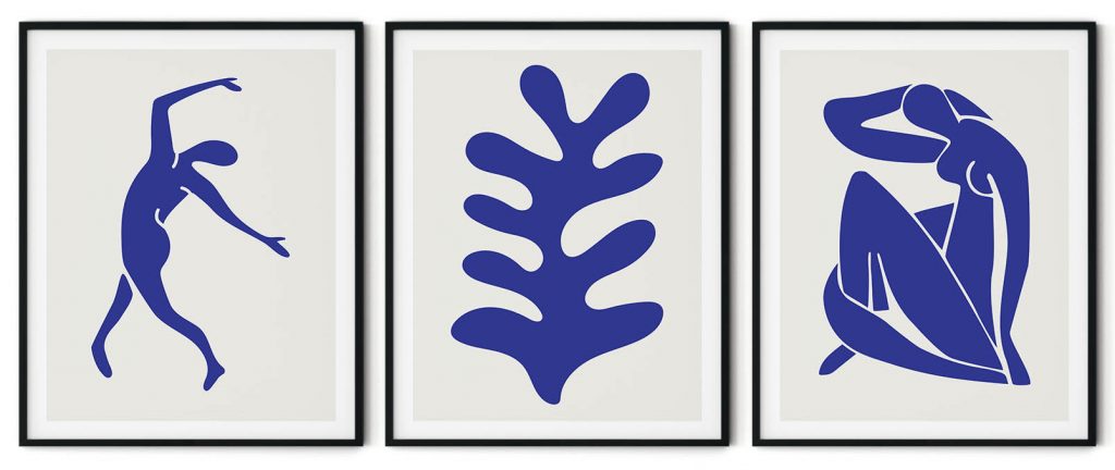 Set of 3 Matisse blue women figure