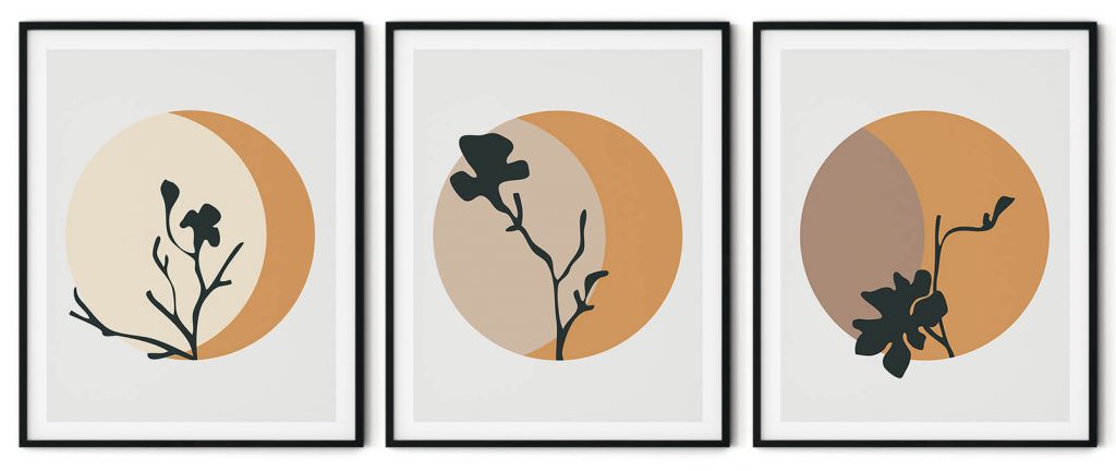 Set of 3 abstract circle botanical
