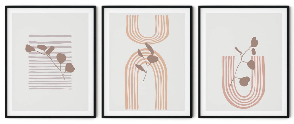 Set of 3 boho minimalist botanical