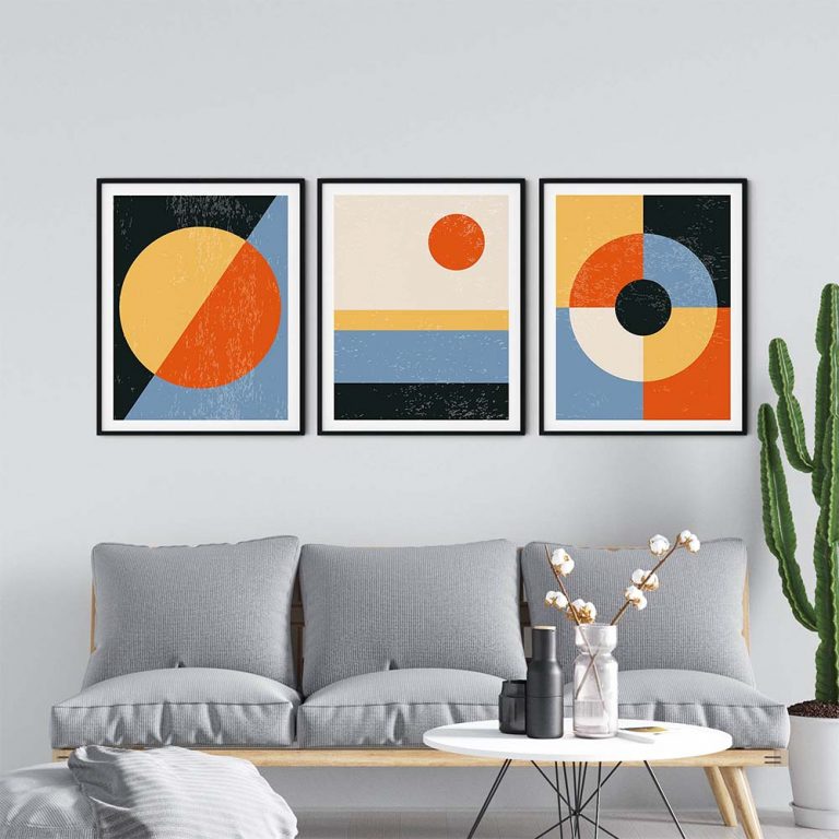Set of 3 minimalist geometric abstract - Wall Art, Hanging Wall Decor ...