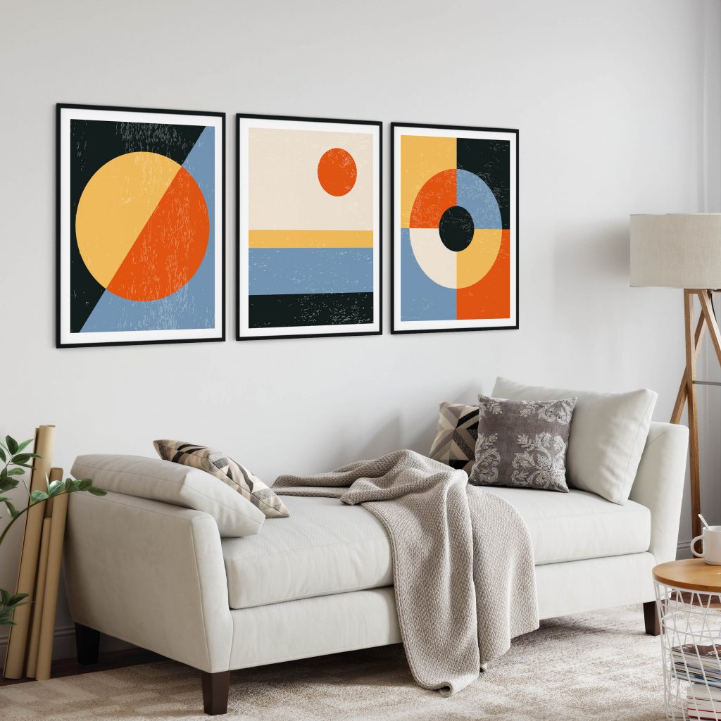 Set of 3 minimalist geometric abstract - Wall Art, Hanging Wall Decor ...