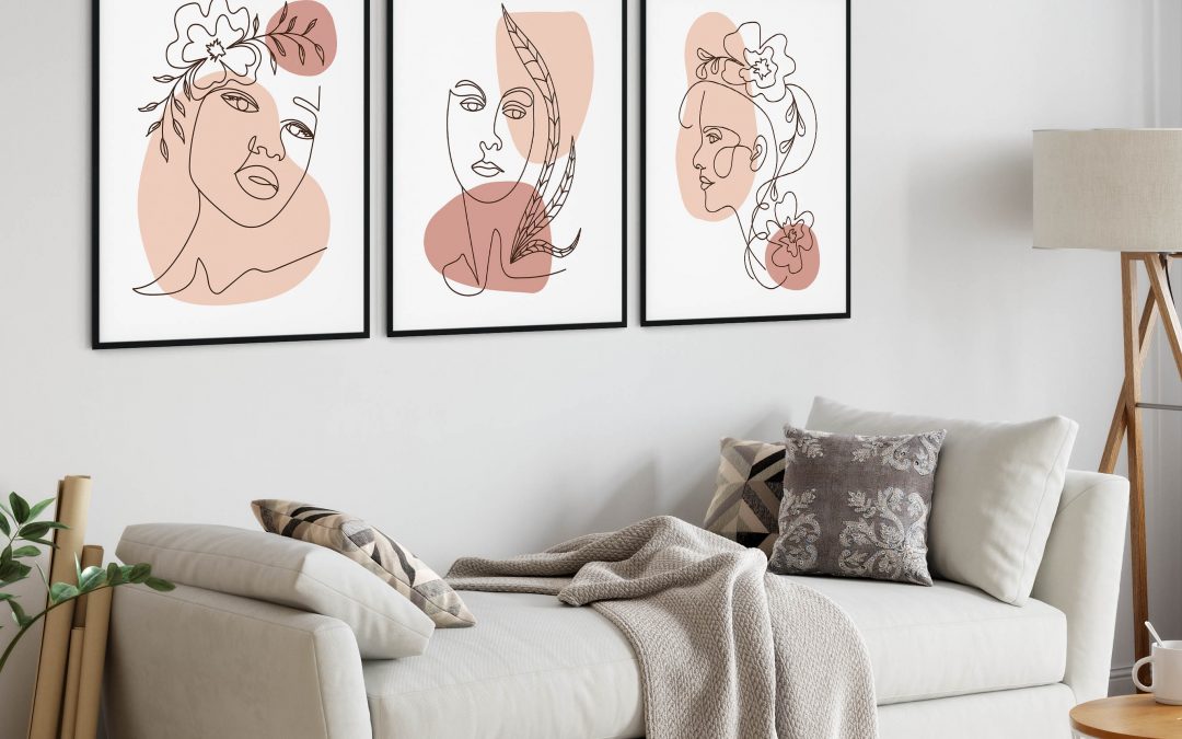 Set of 3 Flowers One Line Art Drawing Poster Prints . Perfect Minimalist Decor e