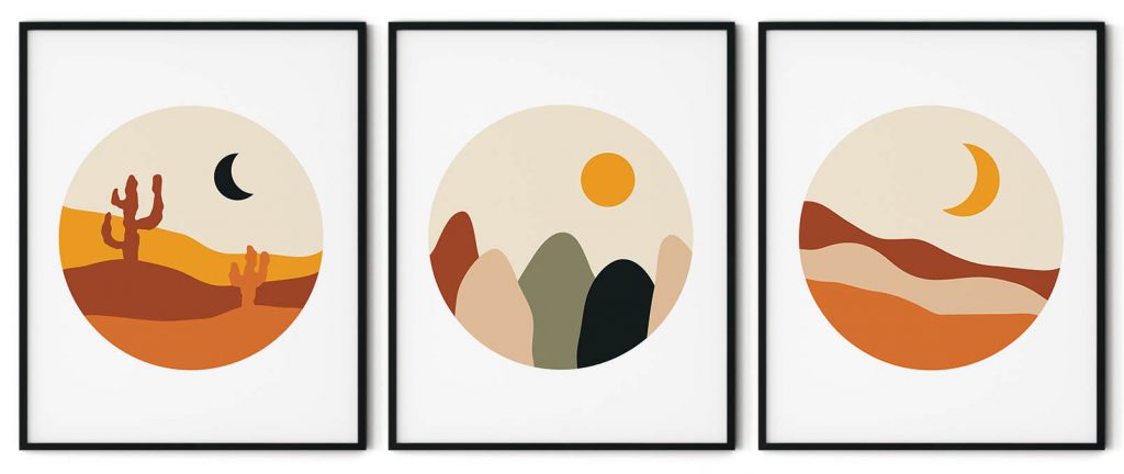 Set of 3 circle boho desert