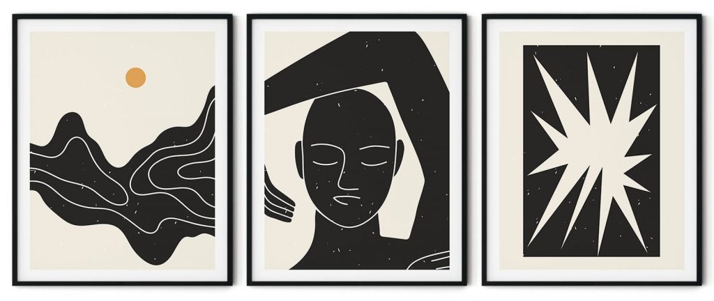 Set of 3 minimalist aesthetic black women figure