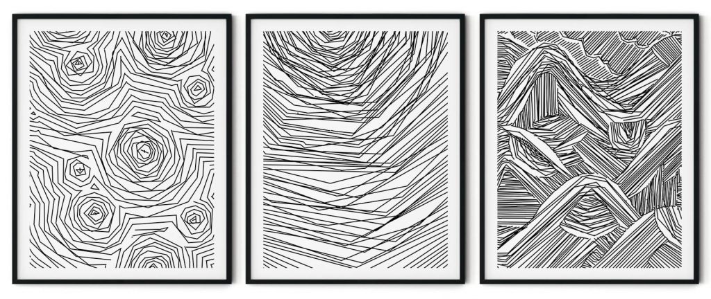 Set of 3 line drawing landscape