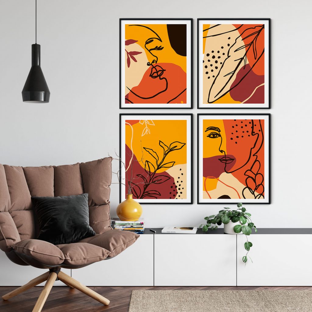 Abstract Four Faces and Botanicals – Home Decor