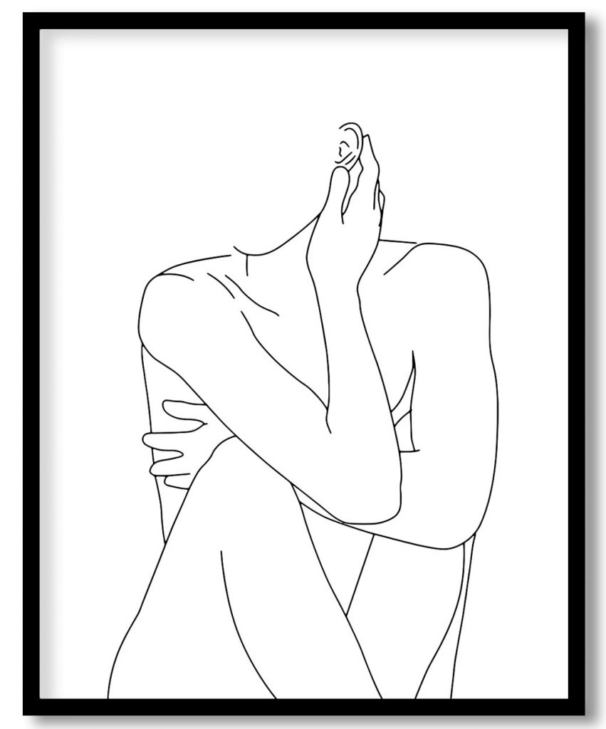 Line drawing sitting women