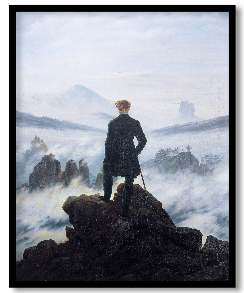 The wanderer above the sea of fog by Caspar David Friedrich (1818)