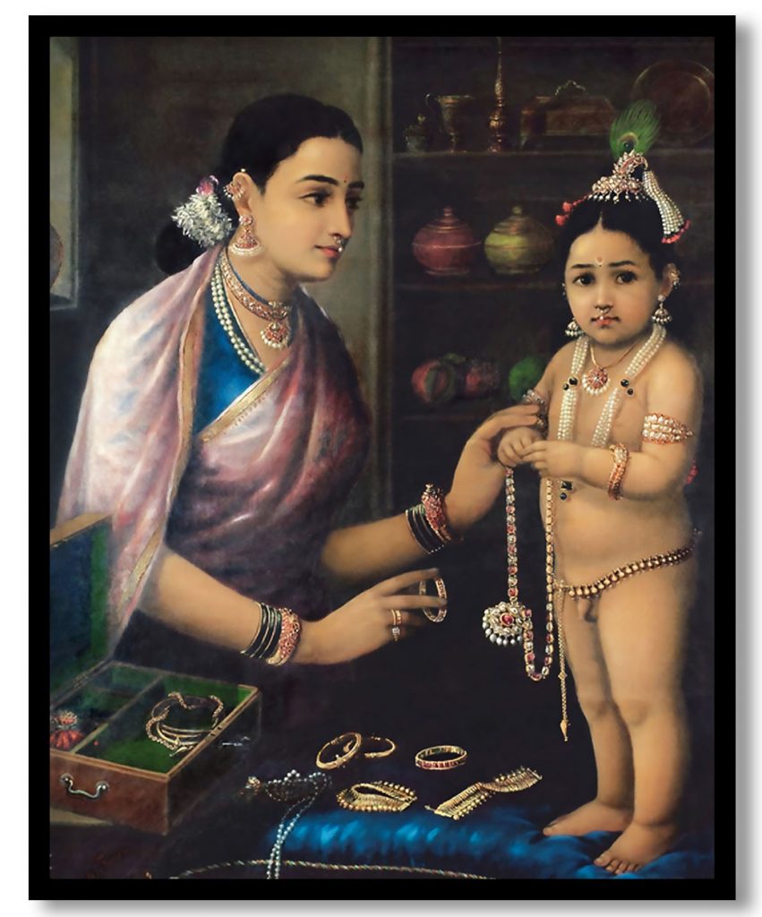 Yasoda adorning krishna