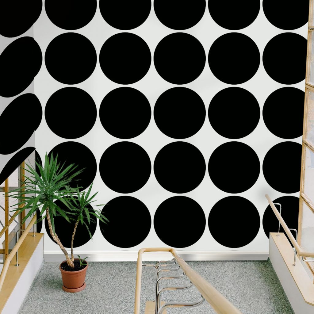 Black and White Large Polka Dot Wallpaper