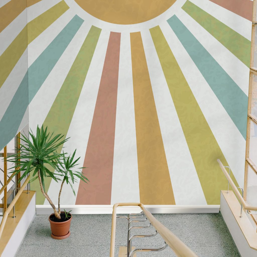 Colourful Retro Sunburst Wallpaper