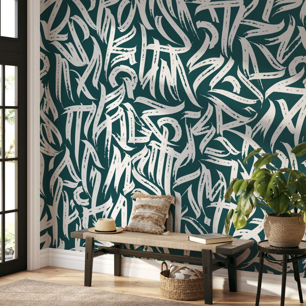 Teal abstract strokes