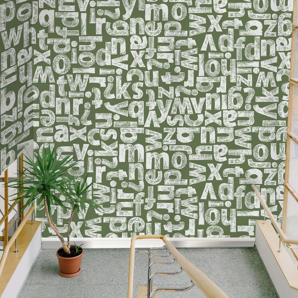 Olive Green Alphabet Typography Wallpaper