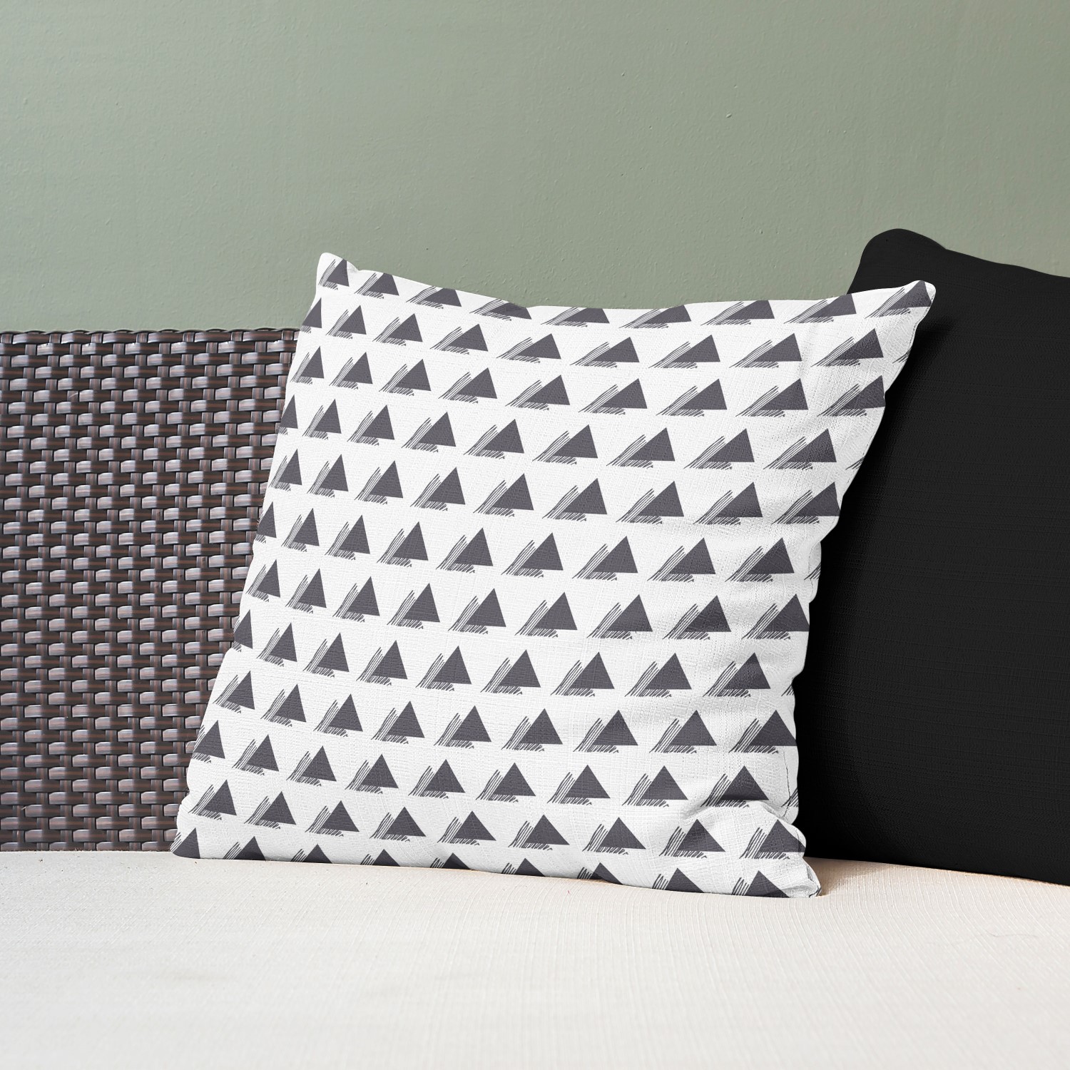 Red sofa with pillow and light lamp