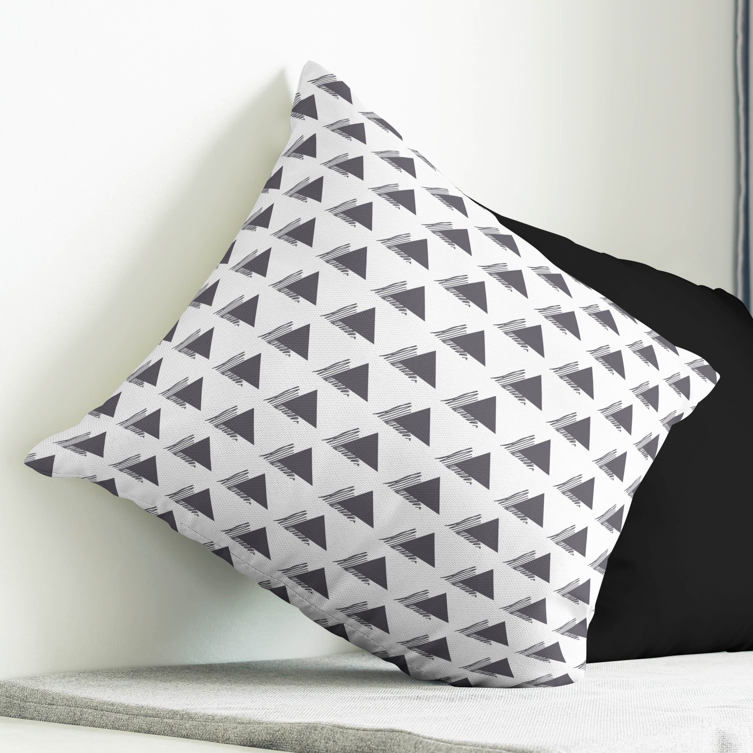 Red sofa with pillow and light lamp