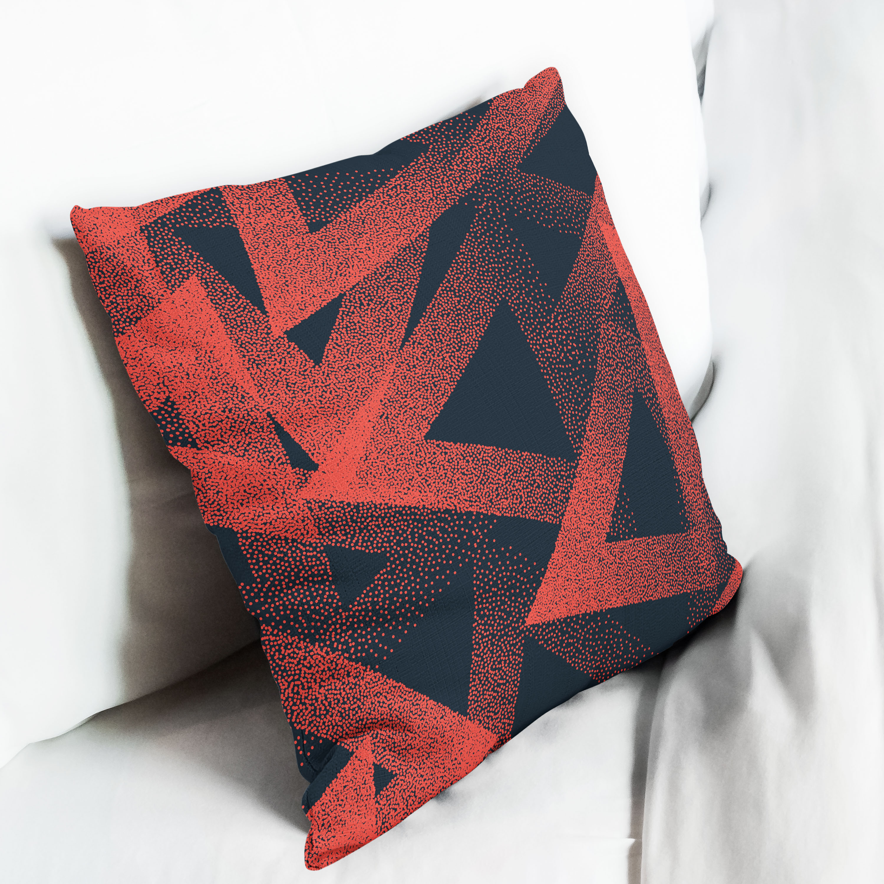 Red sofa with pillow and light lamp