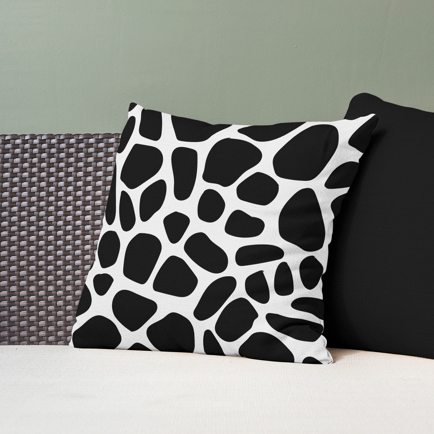 Red sofa with pillow and light lamp