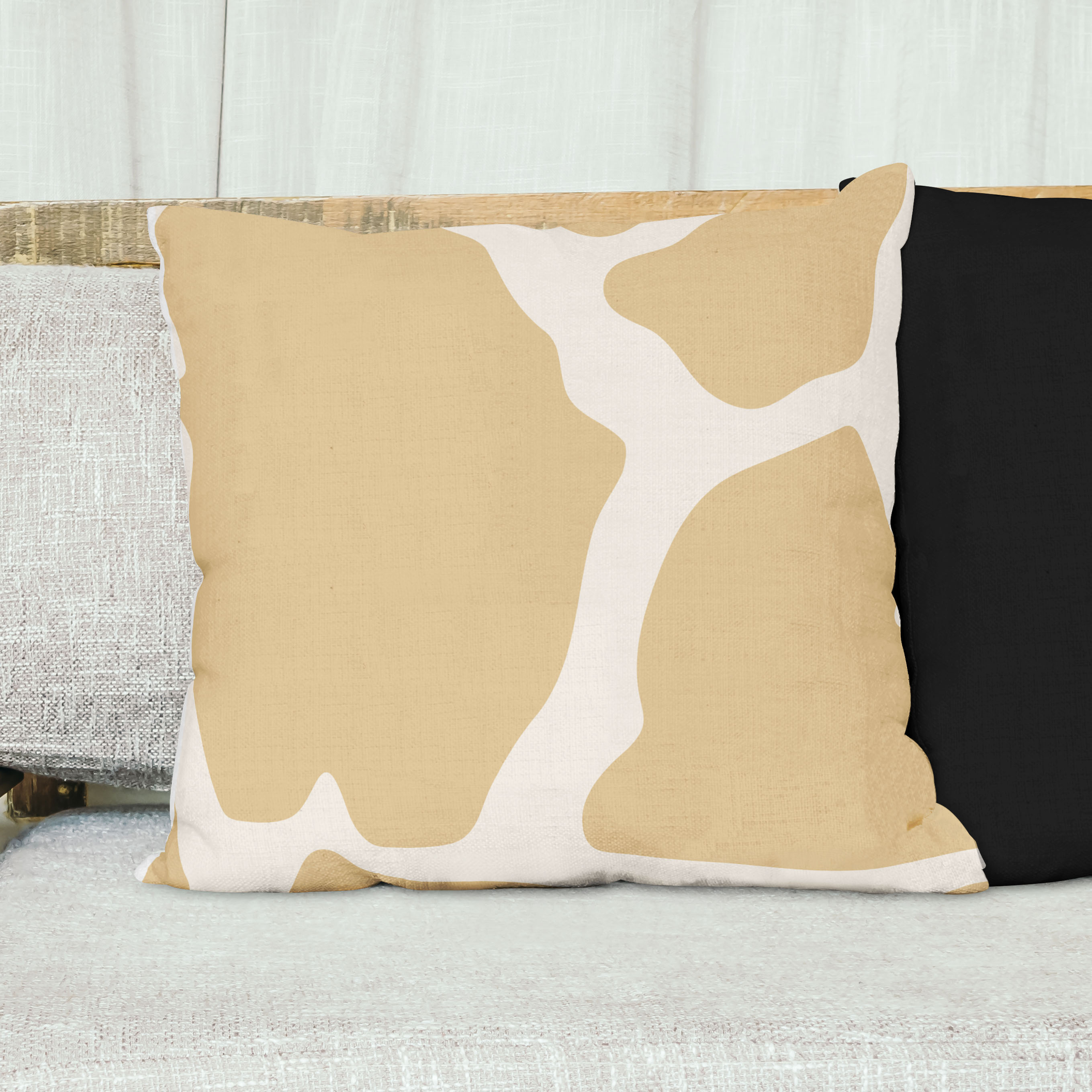 Red sofa with pillow and light lamp