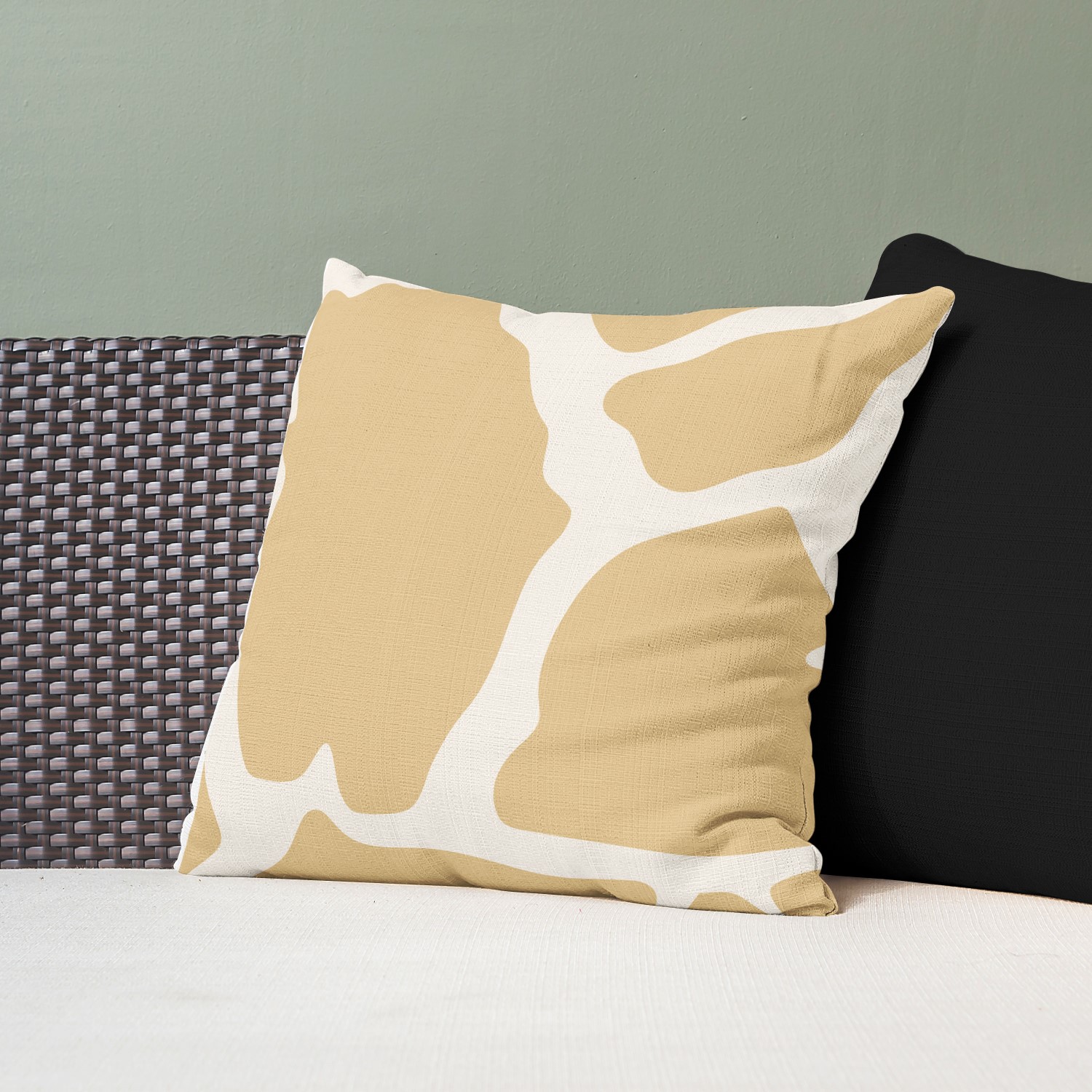 Red sofa with pillow and light lamp