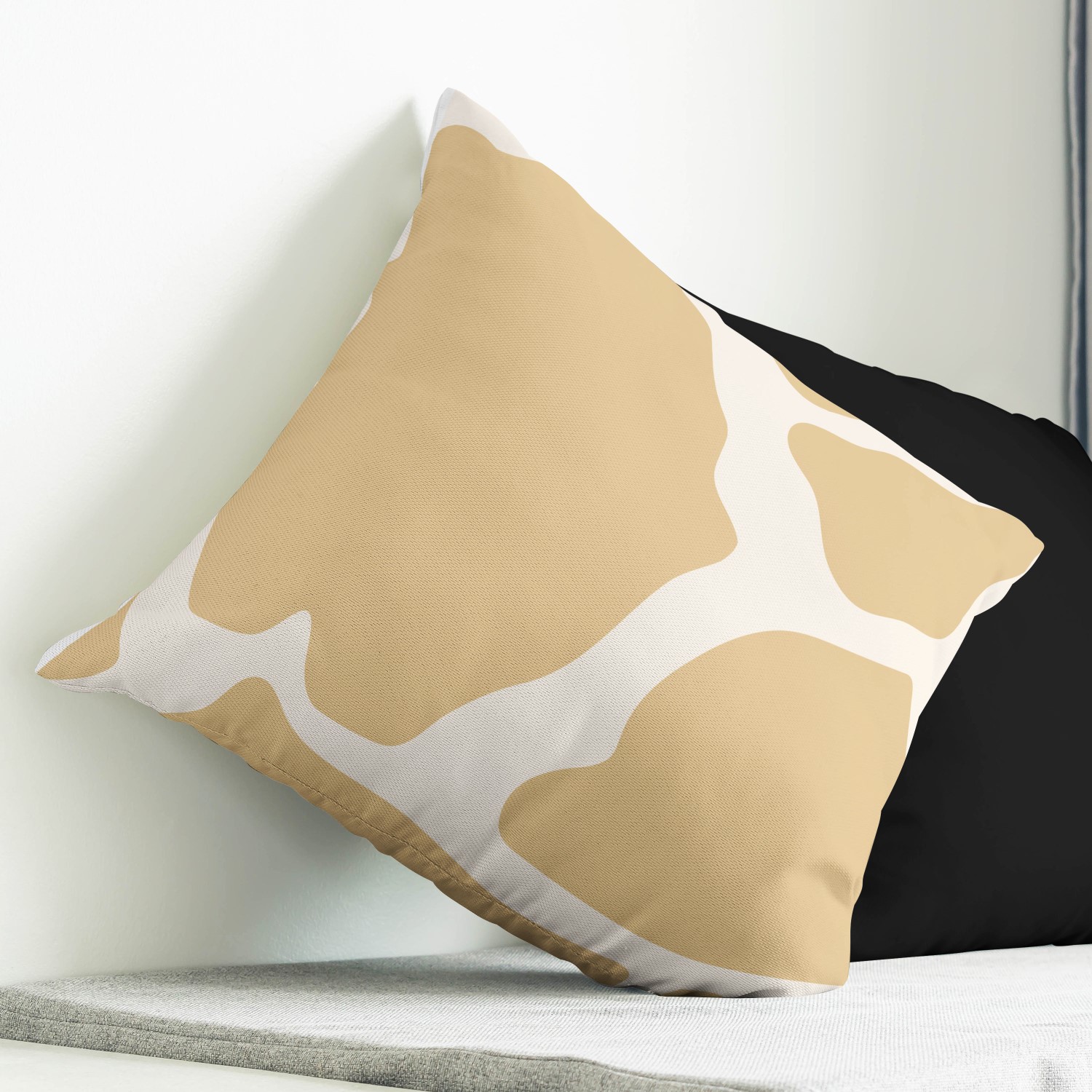 Red sofa with pillow and light lamp