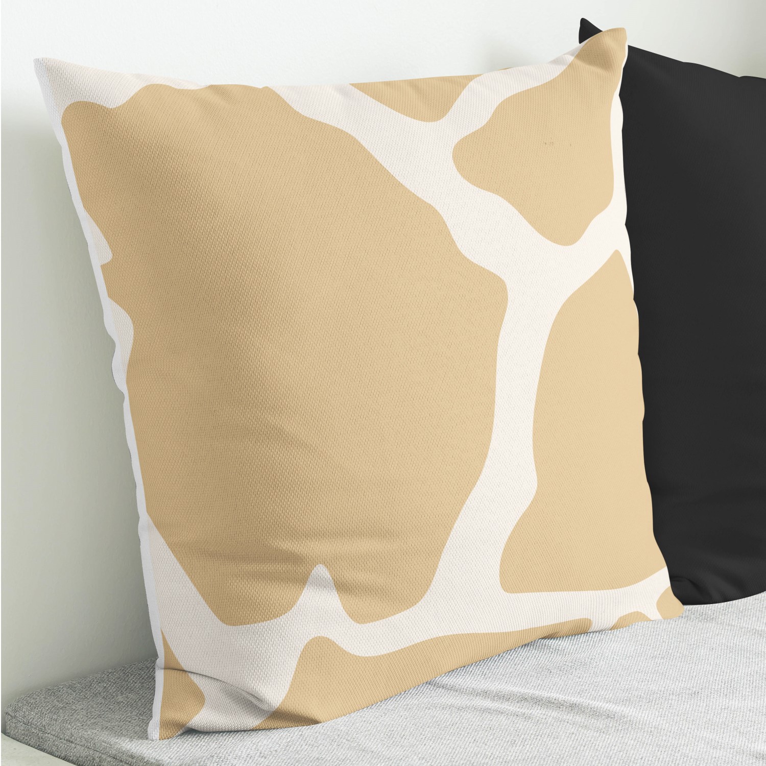 Red sofa with pillow and light lamp