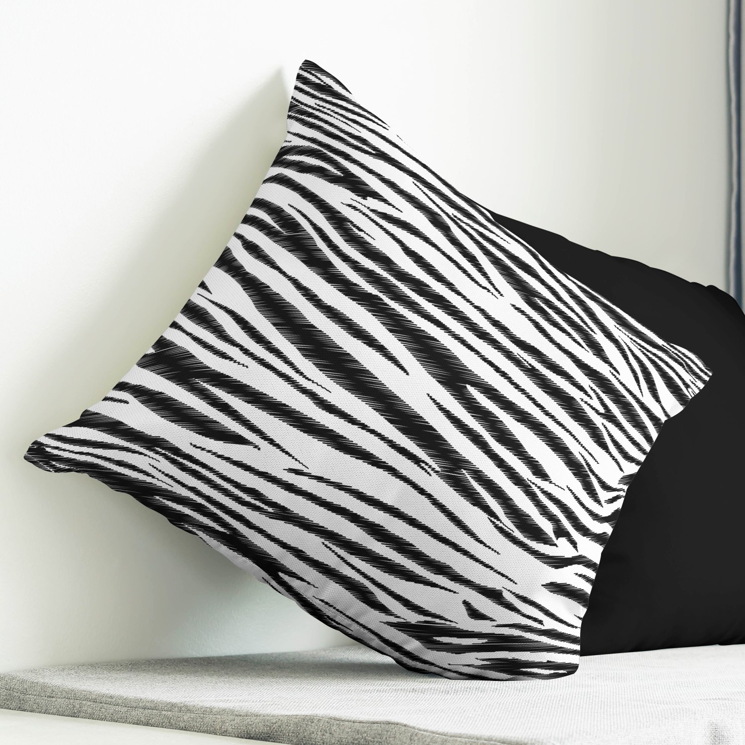 Red sofa with pillow and light lamp