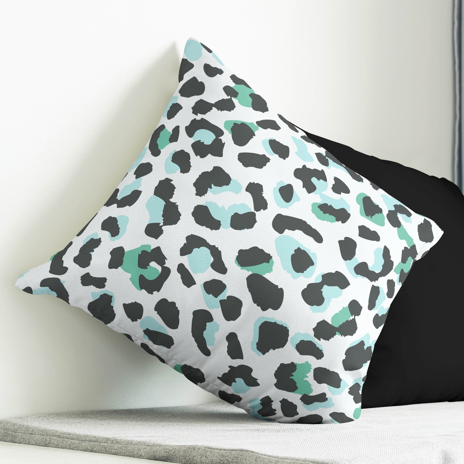 Red sofa with pillow and light lamp