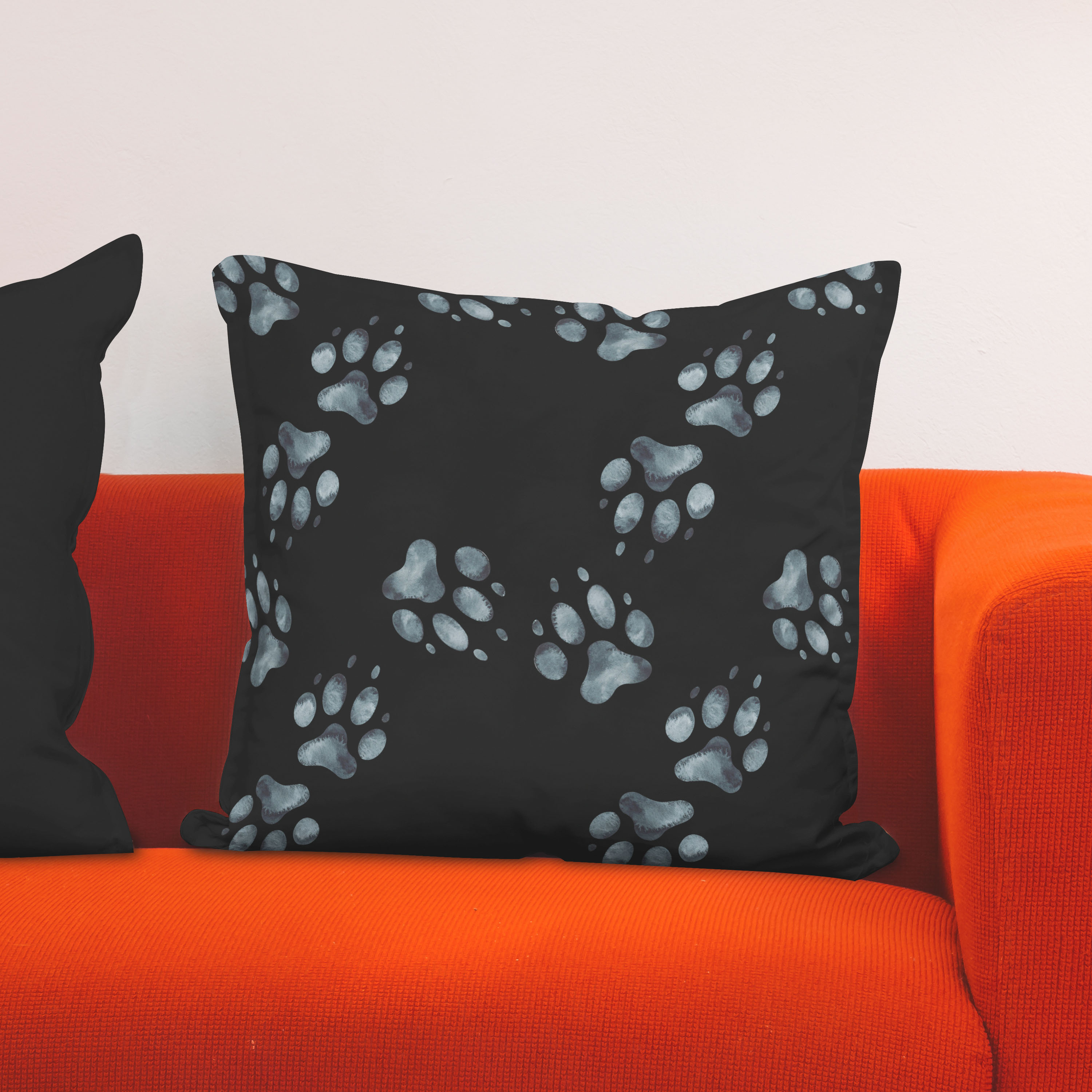 Red sofa with pillow and light lamp