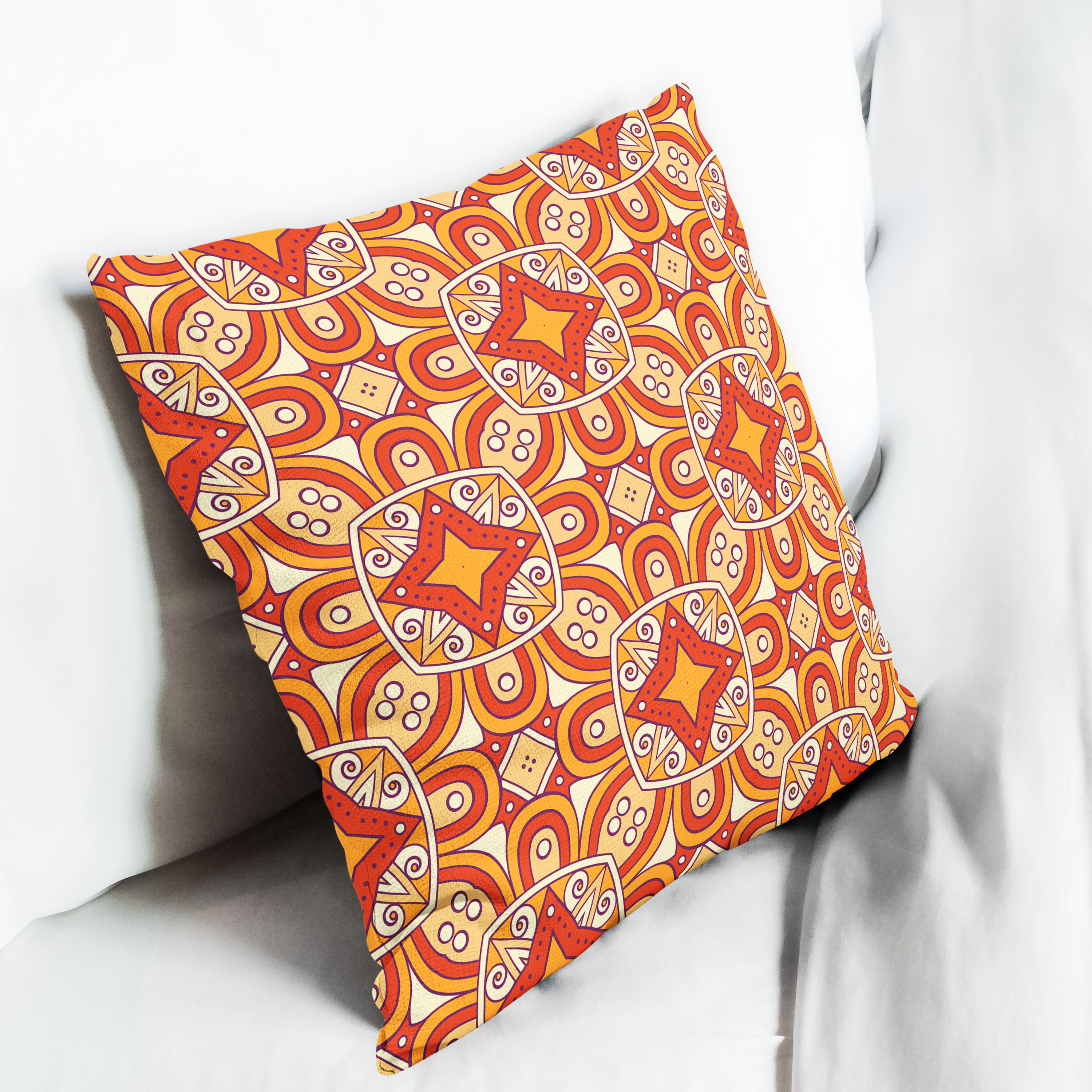 Red sofa with pillow and light lamp