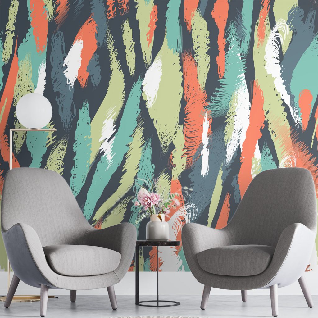 Multicolor abstract strips pattern - Mural Wallpaper, PVC Free, Non-Toxic