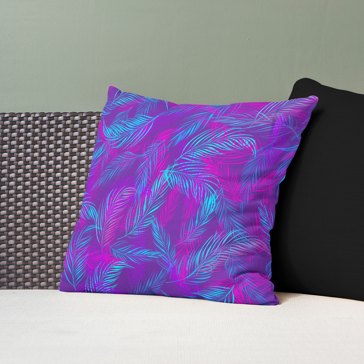 Red sofa with pillow and light lamp