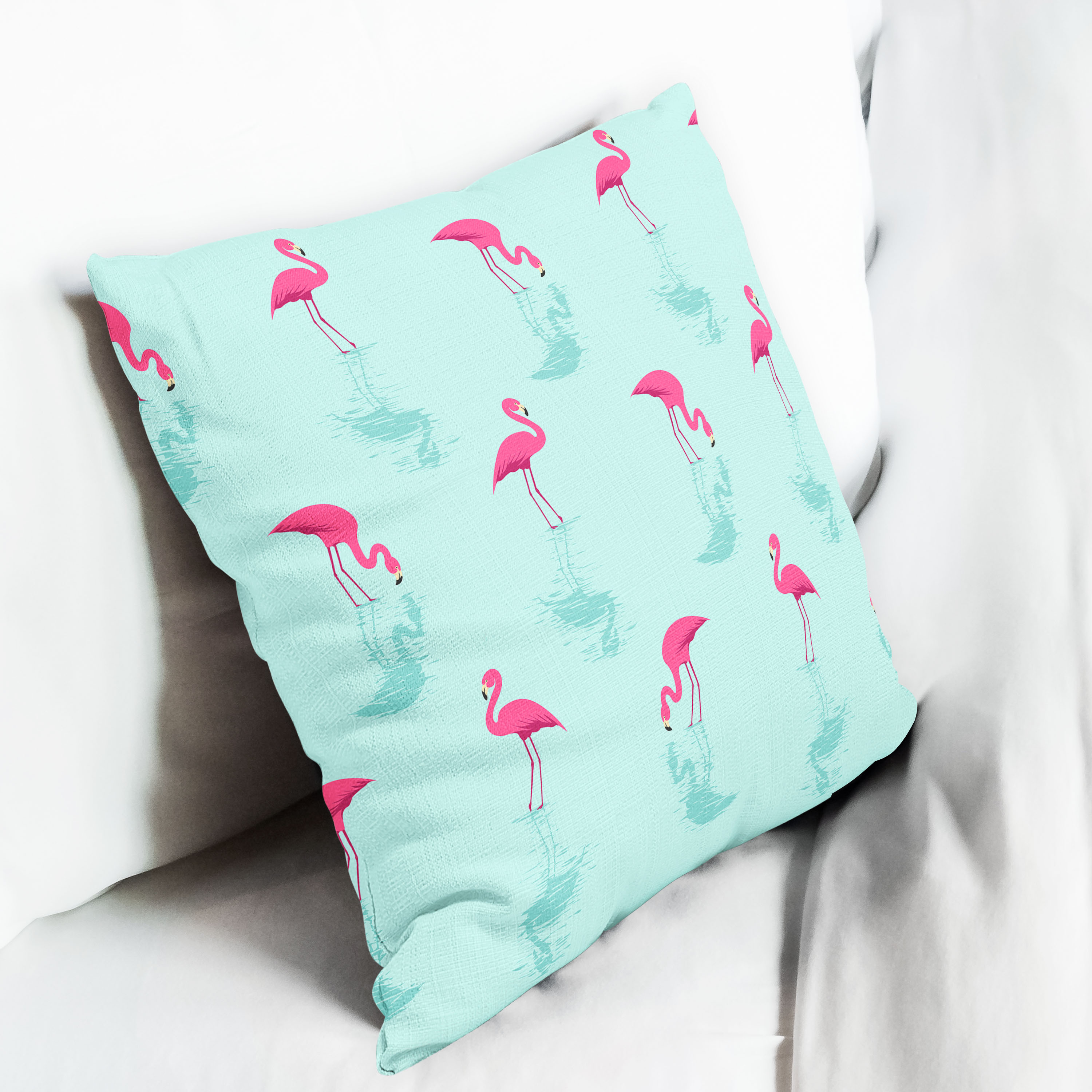 Red sofa with pillow and light lamp