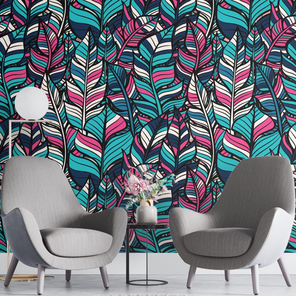 Seamless colorful fern pattern - Mural Wallpaper, PVC Free, Non-Toxic