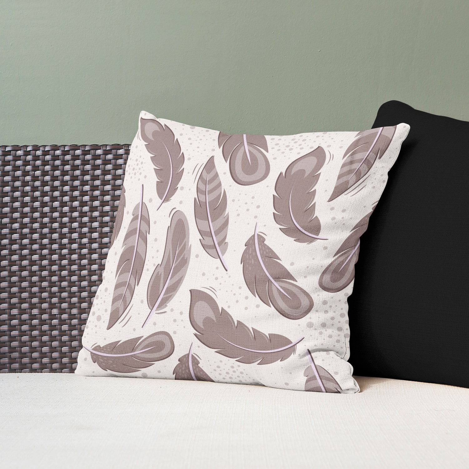 Red sofa with pillow and light lamp