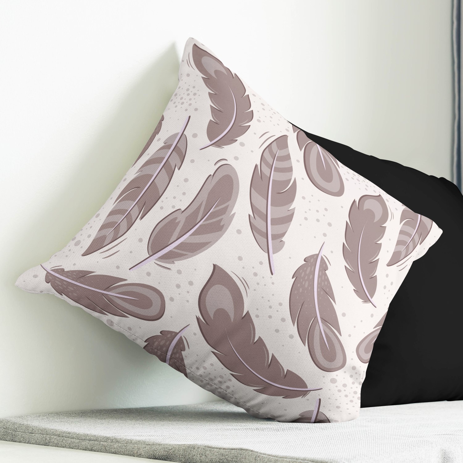 Red sofa with pillow and light lamp