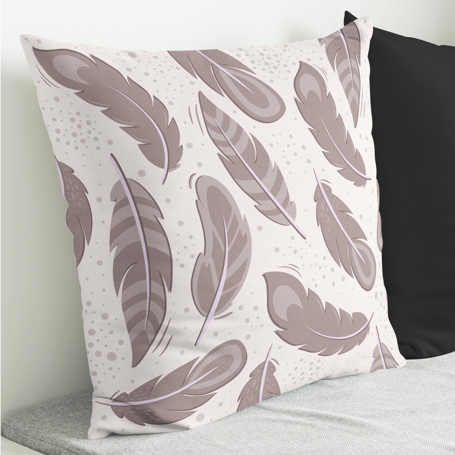 Red sofa with pillow and light lamp