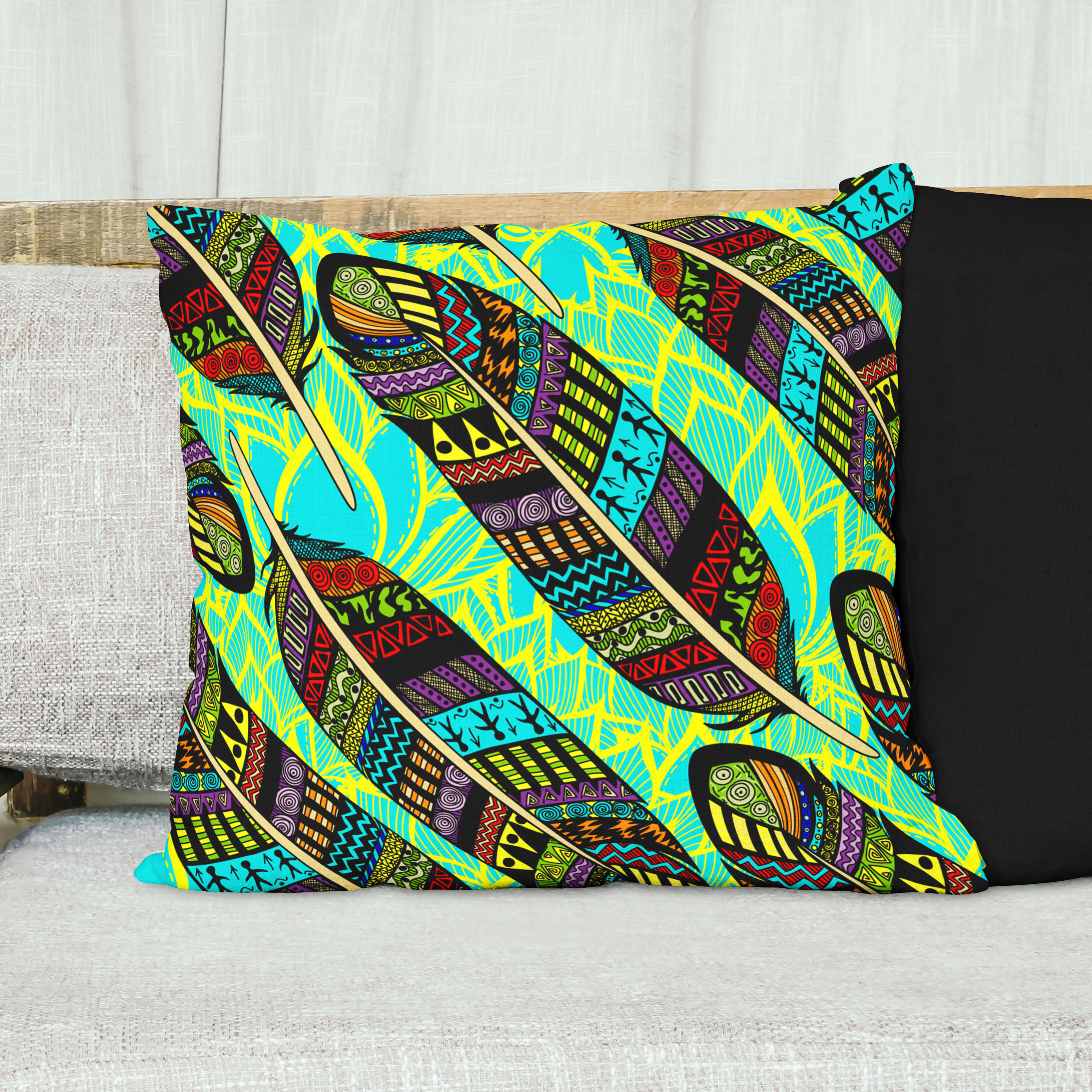 Red sofa with pillow and light lamp