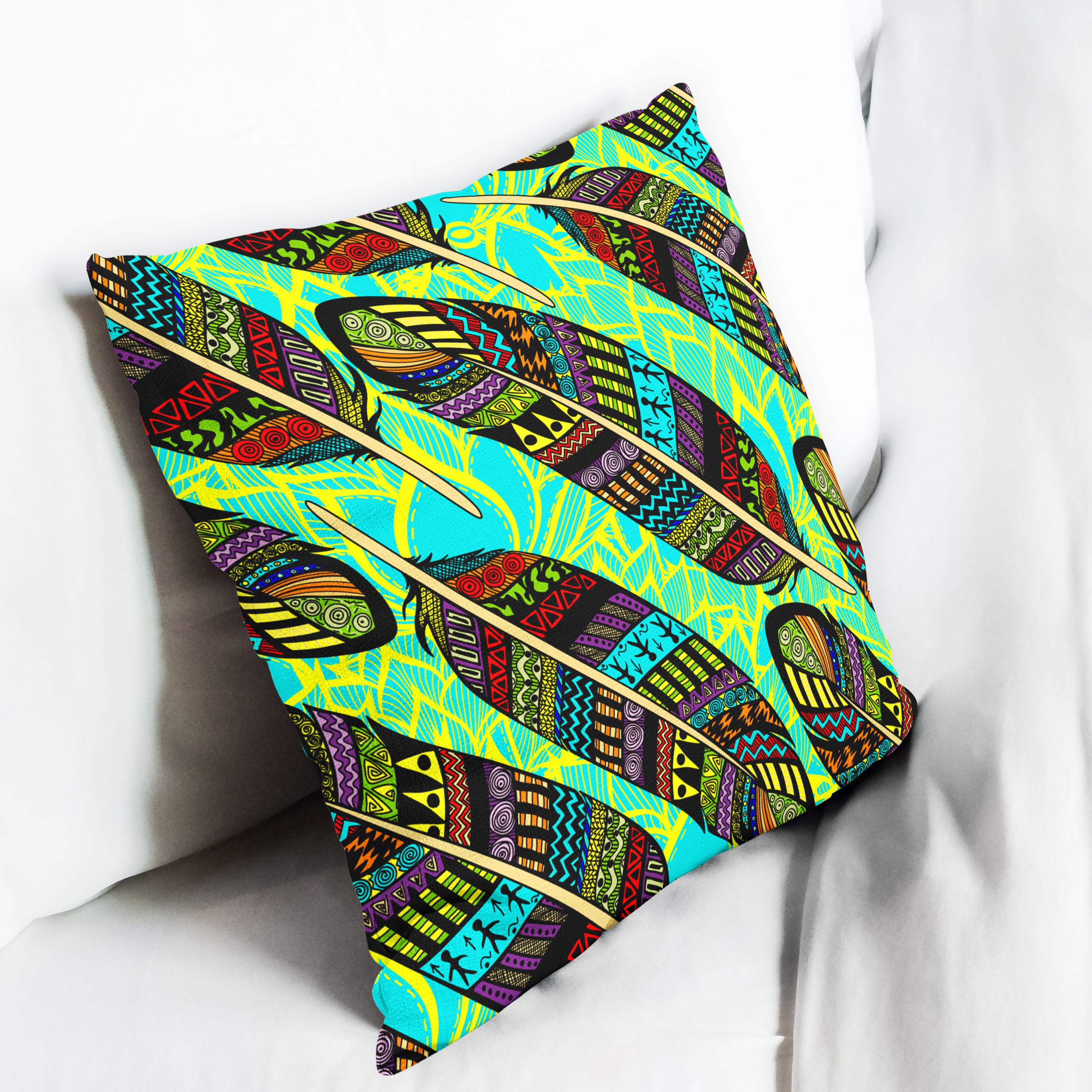 Red sofa with pillow and light lamp