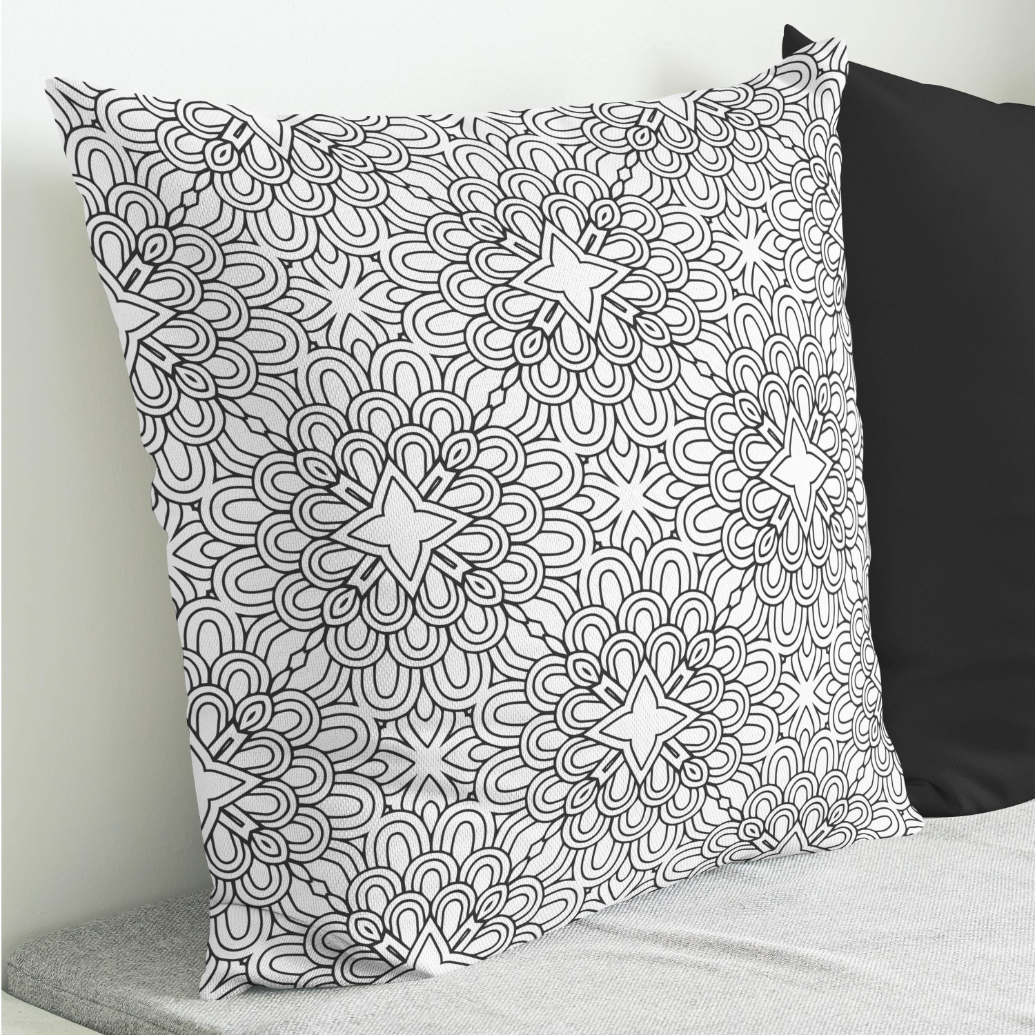 Red sofa with pillow and light lamp