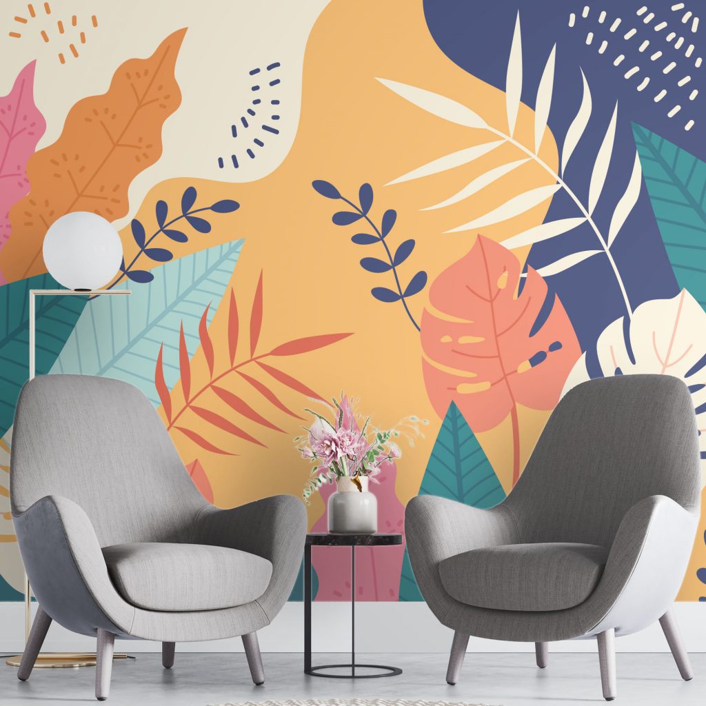 Colorful botanical - Mural Wallpaper, PVC Free, Non-Toxic