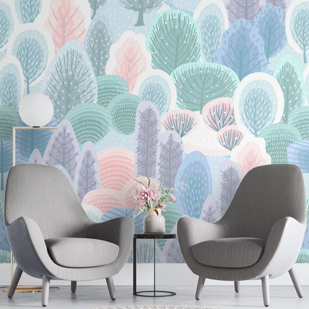 Colorful trees  - Mural Wallpaper, PVC Free, Non-Toxic
