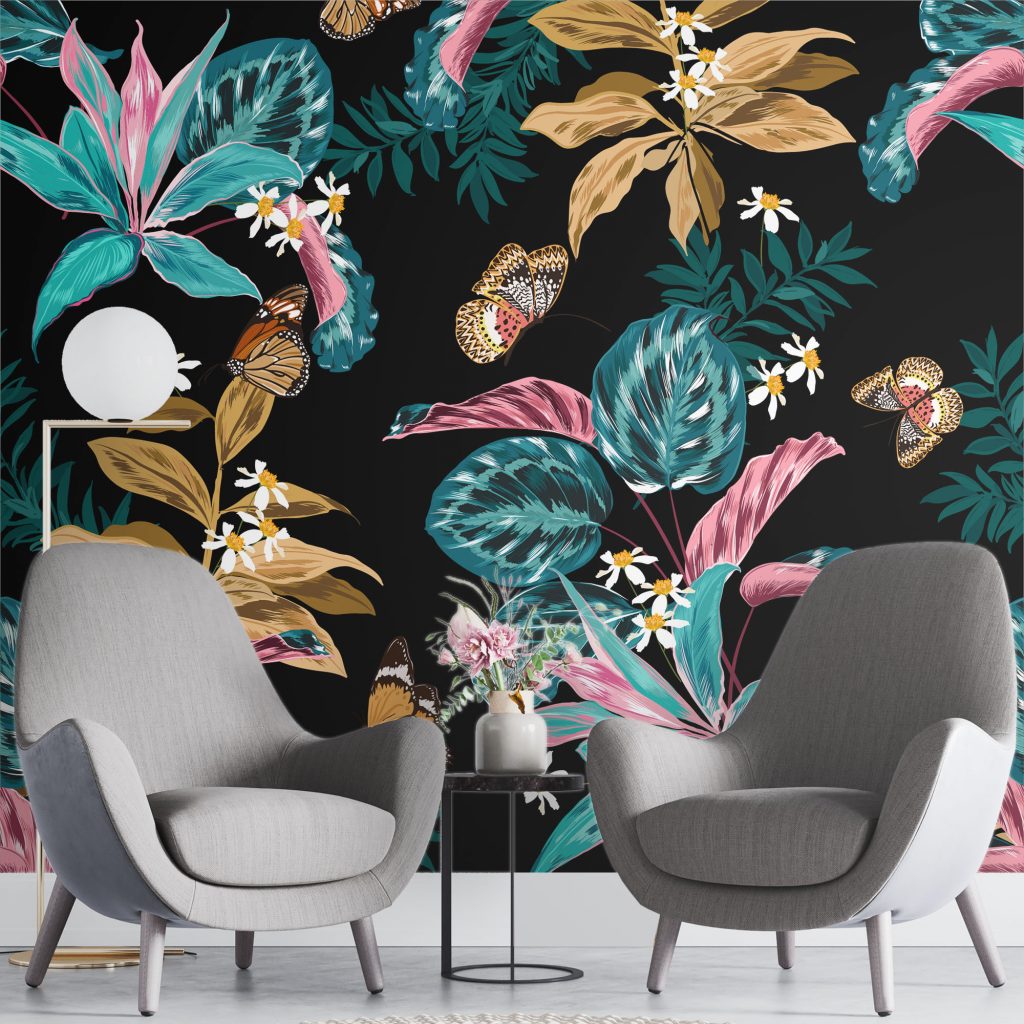 Blue flowers - Mural Wallpaper, PVC Free, Non-Toxic