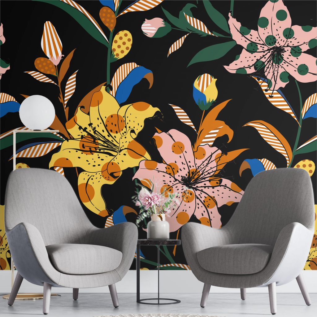 Colorful leaf art  - Mural Wallpaper, PVC Free, Non-Toxic