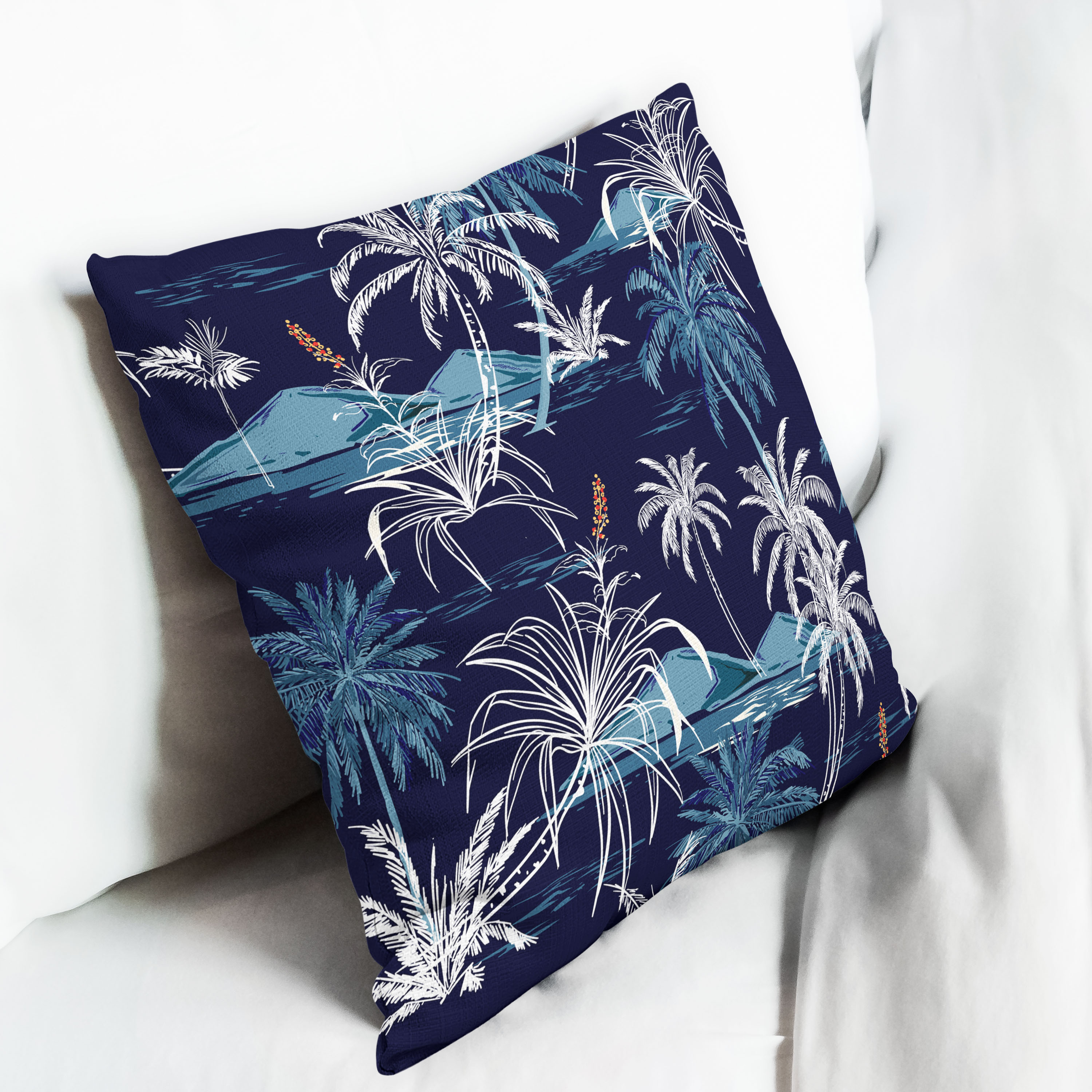 Red sofa with pillow and light lamp