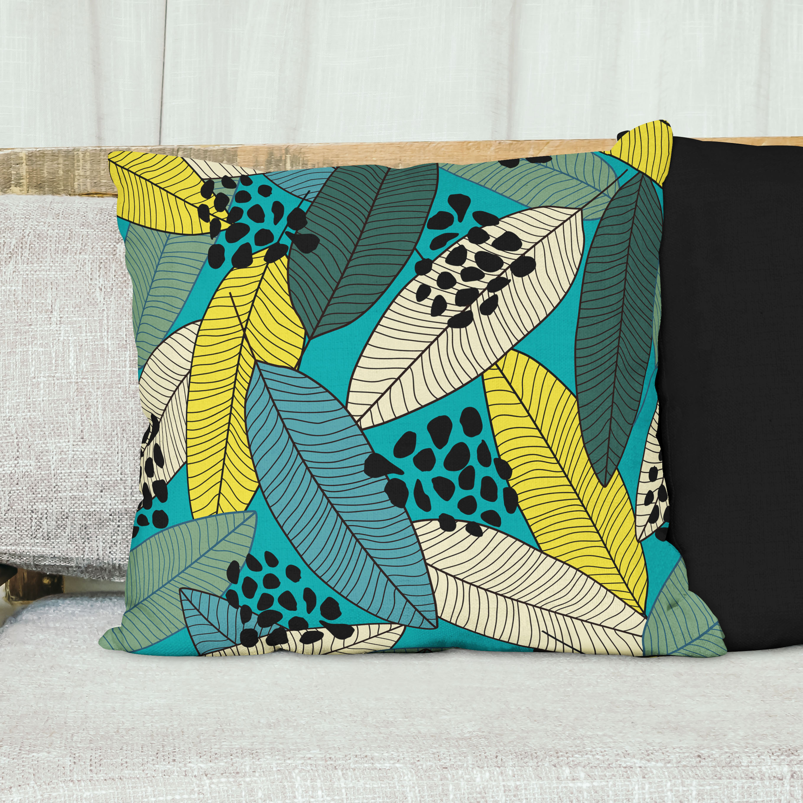 Red sofa with pillow and light lamp